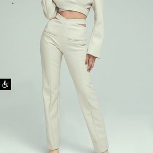 Mistress Rocks Taupe Vegan Leather Cutout Trousers